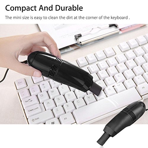 Lotus.Flower Portable Mini Computer Vacuum USB Keyboard Cleaner PC Laptop Brush Dust Cleaning Kit for Keyboard, Printer, Camera Equipment, Audio-Visual Equipment,Office Electronic Equipment (Black) - Thumbnail 6