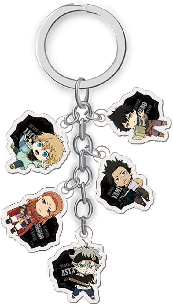 Amazon Black Clover Keychain Anime Pendants Five Characters Key 