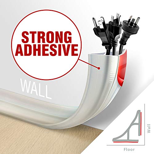 Floor Cord Cover by XProtector 5’ Silicone Baseboard Cord Protector