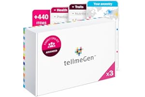 tellmeGen DNA Test Advanced Family - 3 DNA Ancestry Tests, Complete Health, Personal Traits and Wellness Study - Family DNA Testing (More 400 Lifetime Updated Online Reports)