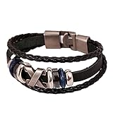 DZT1968(TM) 2015 Men Leather Jewelry Korea Punk Bracelet Stainless Steel Fittings
