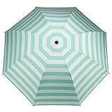 Eccris Stripes Design Travel UV protection Compact Windproof Foldable Rain Umbrella (Mint)