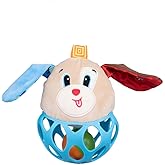 Balibazoo Puppy Paul Rattle Ball Baby Toy – Soft Plush Sensory Toy with Crinkle Ears, Perforated SiliconeTeether Ball & Rattle | Easy-Grip Design | Developmental Toy for Babies 0-24M | Gift