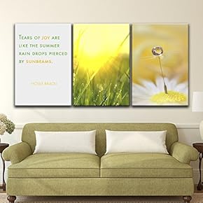 3 Panel Rain Drops on The Plants in Summer with Inspirational Quotes Gallery 16 x24 x 3 Panels