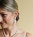 EVER FAITH Women's Austrian Crystal Cream Simulated Pearl Bridal Vine Dangle Earrings Clear Silver-Tone