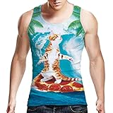 Uideazone Printed Pizza Cat T Shirt Funny Graphic Tank Top for Men