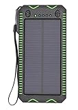 Solar Charger,Portable [Upgrade Version] 12000mAh Dual USB Solar Battery Charger External Battery Pack Phone Charger Power Bank for Outdoors (Rainproof, Dust-proof, Shockproof). (GREEN)