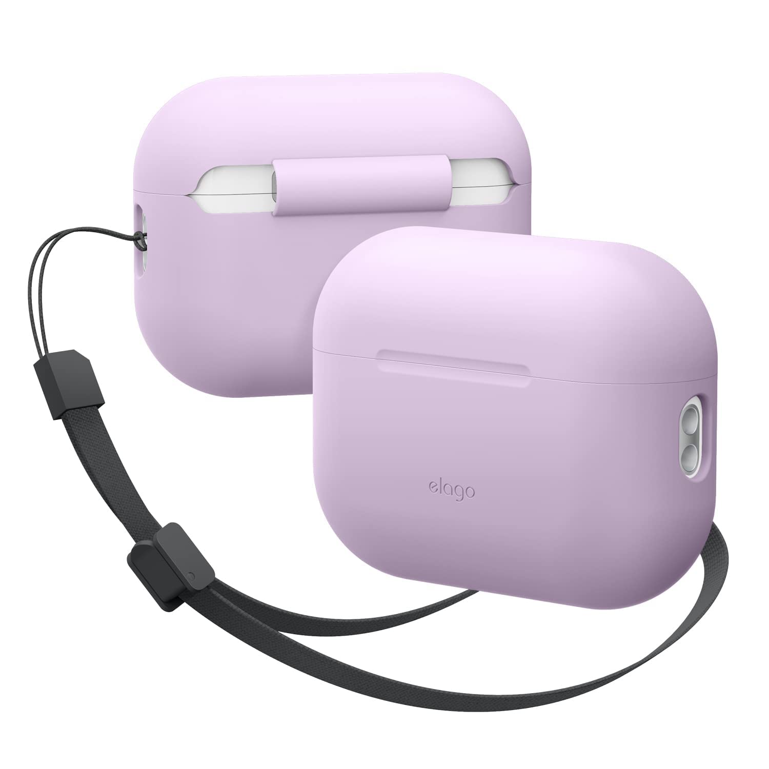 elago Silicone Case Compatible with Apple AirPods Pro 2nd Generation Case Cover Strap Included, Protective Case, Front LED Visible, Supports Wireless Charging (Lavender)