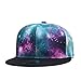 Quanhaigou Galaxy Snapback Dad Hat,Green Purple Unisex Flat Bill Baseball Cap,Space Stars Hats
