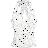 Milumia Women's Polka Dot Halter Top Deep V Neck Sleeveless Tie Backless Tank Tops Party Club