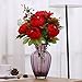 Leagel Fake Flowers Vintage Artificial Peony Silk Flowers Bouquet Wedding Home Decoration, Pack of 1 (Spring Red)
