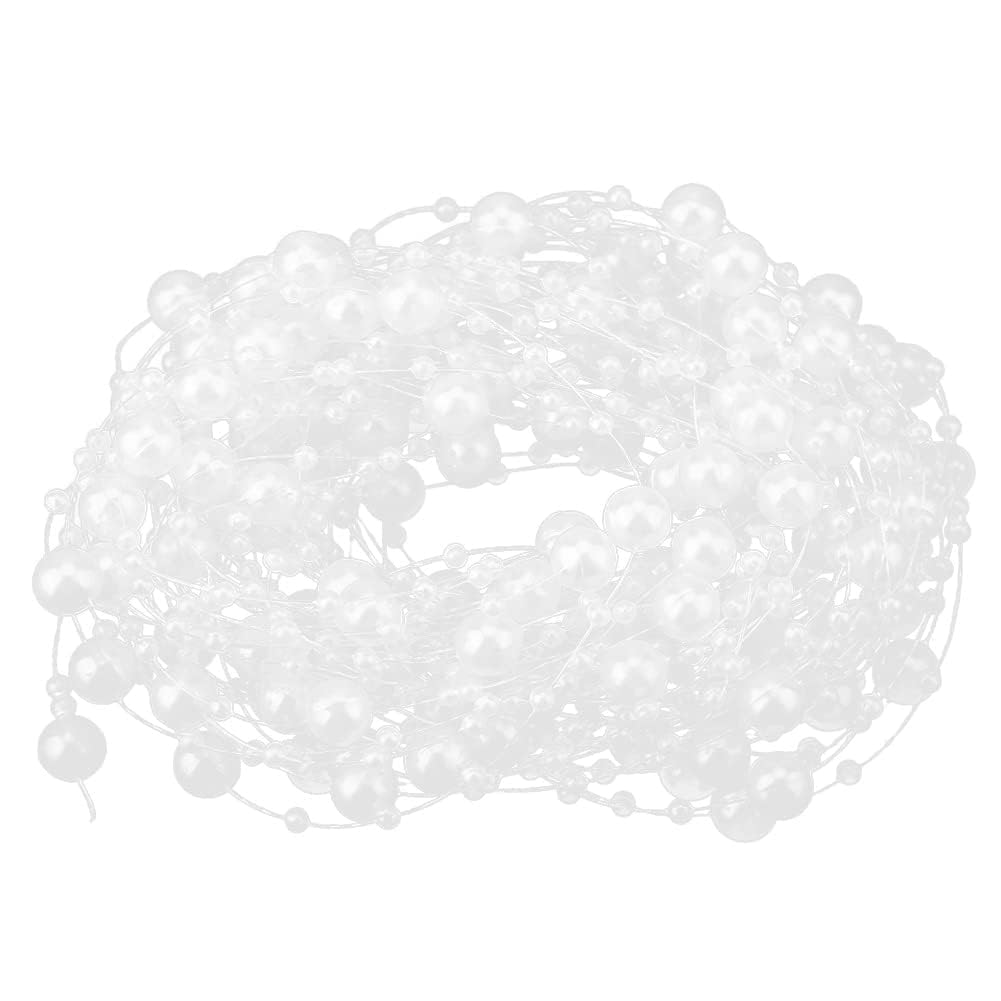 Artificial Pearls String Beads, Artificial Pearl Beads Garland, Pearl String String Chain Garland Pearls Beads Party Decoration Fishing Line Pearl (White)