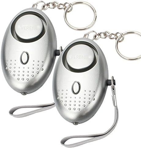 Personal Alarm Keychain 130dB with LED Light，Self-Defense Electronic Device Security for Women Kids Girls Elderly Safety (Batteries Included) (2 Pack - Silver)