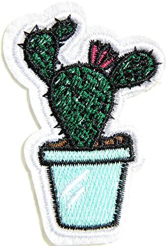 Cactus Pot Logo Sign Sequin Sparkly Patch Iron on Embroidered Applique Fabric Craft Art DIY Decorative Handmade Baby Women Clothing Jacket T shirt Pants Bag Cap Accessories Costume Gift Collection