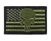 Punisher USA American Flag Tactical Velcro Fully Embroidered Morale Tags Patch (Green and Black)
