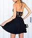 FORTULY Women Sexy Hollow Lace Backless Strap Short Mini Dress (M, Black)