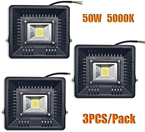 ECOL 50W 5000 Lumens COB LED Flood Light, 150W HID Bulb Equivalent, 5000K -Daylight,3PCS/pack