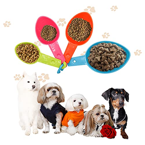 Pet Food Scoop Set, 4 Sizes Plastic Measuring Cups & 4 Sizes