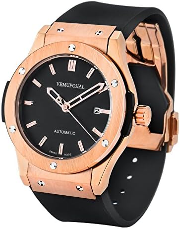 Luxury Mechanical Watches Waterproof with Calendar Men's Wrist Watch with Stainless Steel Rubber Strap