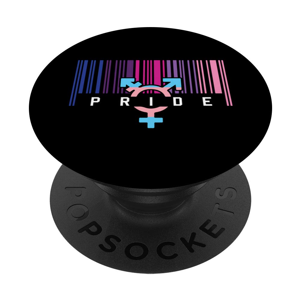 Transgender Pride Trans Flag Barcode LGBT LGBTQ Support PopSockets Swappable PopGrip
