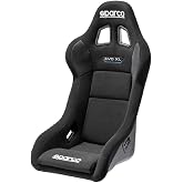 Sparco Seat, EVO X-Large QRt, Non-Reclining, FIA Approved, Side Bolsters, Harness Openings, Fiberglass Composite, Fire-Retardant Non-Slip Fabric, Black, Each