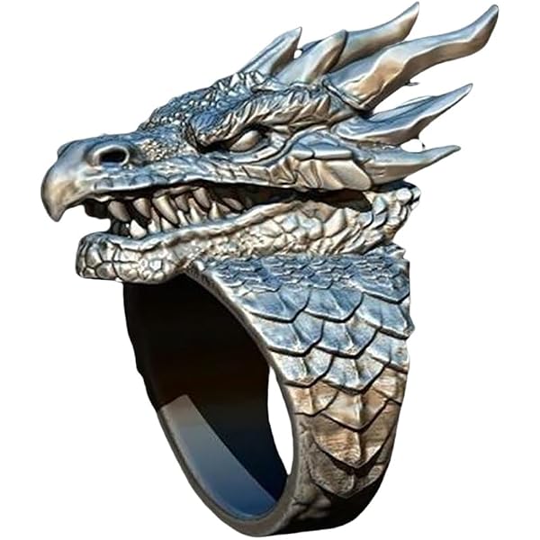 LAYCHEN Anneau Vintage Helm Of Sauron Noir Pour Hommes - Bague Punk Gothic Dragon, Bijou Fantaisie Idéal Pour Fêtes Et Anniversaires