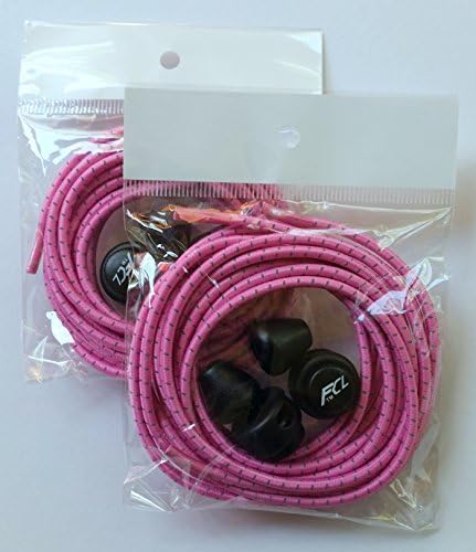 Fast Compete Laces No-tie Reflective Elastic Button-Lock Shoe Laces Rose Pink (2 pair)