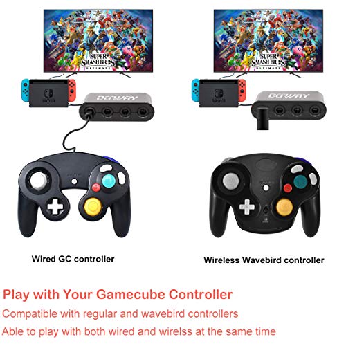 Defway Switch Gamecube Controller Adapter, Wii-U Gamecube Adapter for Super Smash Bros Ultimate, GC Controller Adapter for PC, with 4 Player Ports, Turbo Button, 75Inch Cable, No Lag No Driver Needed - Thumbnail 4