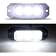 Raryloy LED 3SMD White Strobe Light, Surface Mount Emergency Warning Light for Cars, Trucks, Vans, Off Road Vehicle ATV SUV (12-24V)