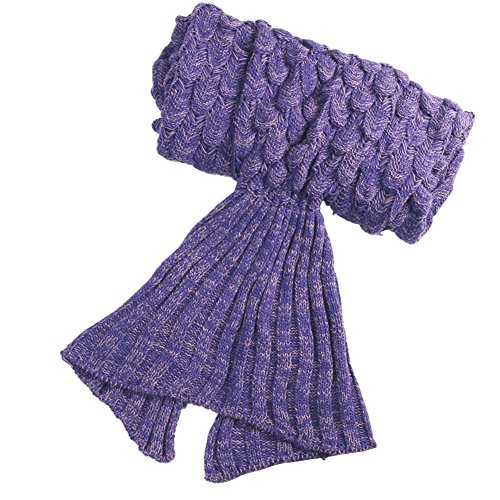 SAM Mermaid Tail Fish Scale Blanket, Adult Child Knitted Mermaid Sofa Blanket, All Season Warm Knit Sleep Blanket Living Room Sleeping Bag Best Birthday 76inch x 36inch(4PCS)