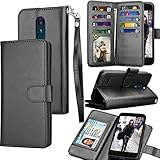 Tekcoo LG Tribute Dynasty/Empire Case, LG Aristo 2 / Arsito 3 Wallet Case, LG Zone 4/Fortune 2/Rebel 3 LTE PU Lether Purse, ID Cash Card Holder Carrying Folio Flip Cover [Detachable Case] -Black
