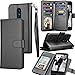 LG Tribute Dynasty Case, LG Aristo 2 Wallet Case, LG Zone 4/Fortune 2/Risio 3/Rebel 3 LTE/K8 2018 PU Leather Case, Tekcoo ID Cash Credit Card Holder Purse Carrying Flip Cover [Detachable Case] - Black