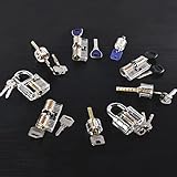 MICG 9pcs Professional Cutaway Inside View of Practice Kit Padlock Door Lock Pick Training Skill For Locksmith Beginner