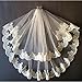 DreHouse Women's White / Ivory 2T Wedding Veil Elbow Length Applique Edge bride Veil & Comb