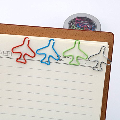 JANOU Cute Airplane Shape Paper Clips Multicolor Card File Clips Clamps for Bookmark Office School Notebook Decoration (Random Colors) Pack 24pcs - Thumbnail 5
