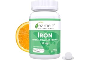EZ Melts Iron - Supplement for Daily Energy & Iron Support - with Vitamin C - No Artificial Flavors - Non-GMO & Vegan - Zesty Orange - 90 Dissolvable Tablets (90 Servings)
