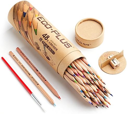 Marco Wood Coloured Pencils,48 Colours Pure Wooden Pre-sharpened Pencils with Sharpener, Mixing Pen for Grownup Coloring