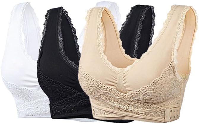 Women's 3Pack Seamless Sports Bra Wireless Genie Bra with Removable Pads