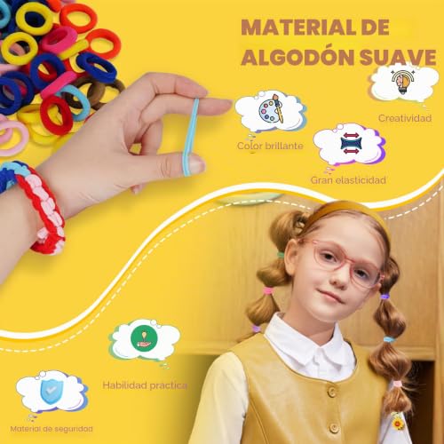 FunzBo 1000pcs Rubber Bracelet Making Kit for Girls, Colorful Elastic Bands for Creating Jewelry and Bracelets, Creative DIY Set, Original Birthday Gift for Children +6 Years