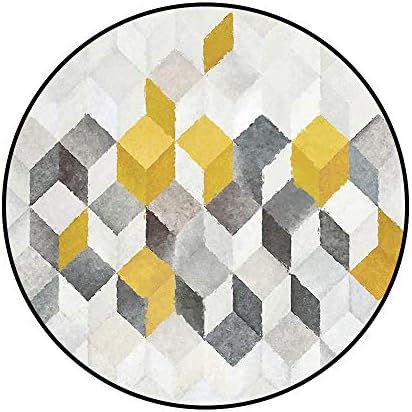 Crystal Velvet Modern Geometry 4 ft Round Area Rug, Easy to Clean Stain Fade Resistant Shed Free Modern Contemporary Floral Fashion Soft Living Dining Room Rug