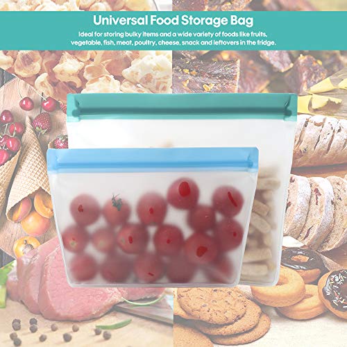 Reusable Storage Bags, Snack Bags Ziplock Sandwich Bag, TYRY.HU Airtight Leakproof PEVA Freezer Bags Containers For Food, Lunch, Fruit, Cereal, Vegetable, Liquid, Meat, Eco-Friendly & Bpa Free - Thumbnail 6