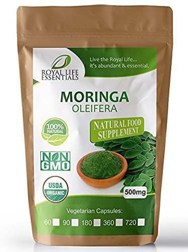 Moringa Oleifera Leaf Powder Organic (60) Capsules Non GMO multivitamin for metabolism, protein, energy & mood boost - vegans & vegetarians - 90 nutrients, iron & amino acids supplements