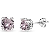 Sterling Silver 6mm Round Crown Stud Earrings Made with European Crystals