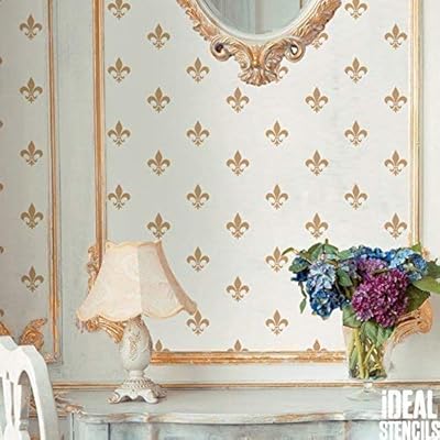 Flor De Lis Repeat Papel Pintado Estarcido Pared Hogar Decoracion