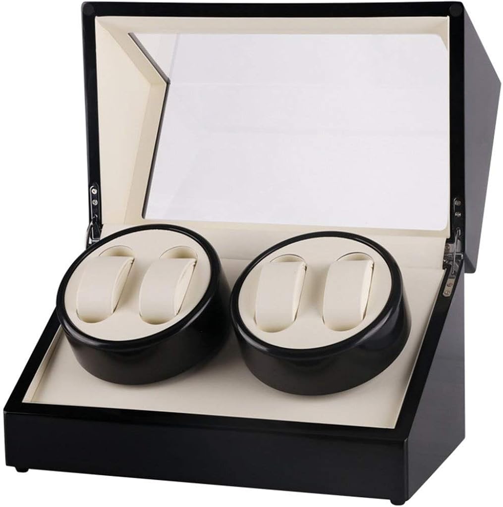 CSSH Watch Winders Watch Winder Boxes Black High Gloss Paint Double 4