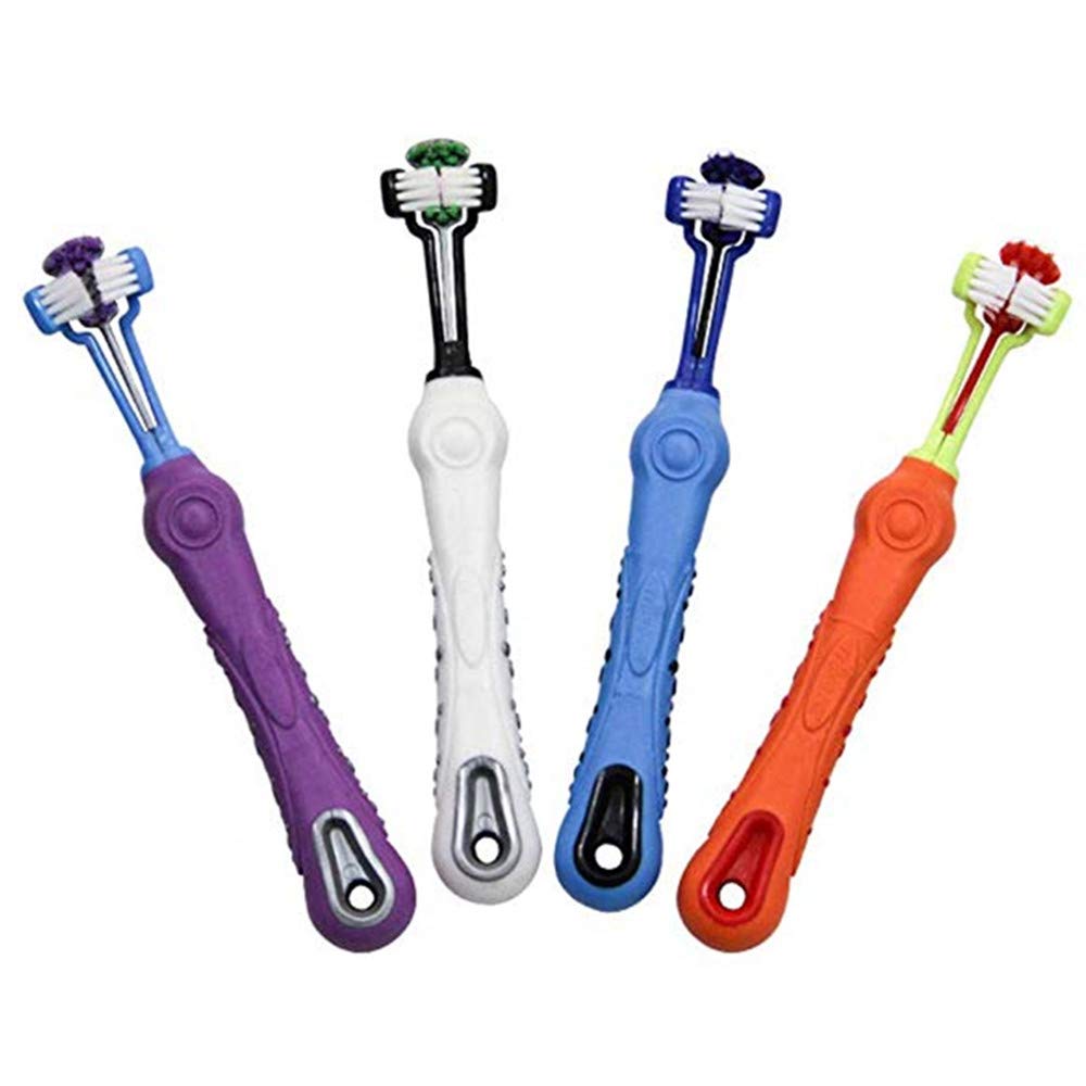 Photo 1 of Orgrimmar 3-Sided Pet Toothbrush Dog Toothbrush Removing Bad Breath Tartar Cleaning Mouth Pet Dental Care Cat Cleaning Mouth (4 Count (Pack of 1))