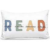NEFMGEG Boho Classroom Reading Corner Decor, Read Pillow Covers 12x20, Boho Colorful Decorative Throw Pillow Case for Classroom Reading Room Library Kids Bedroom Playroom