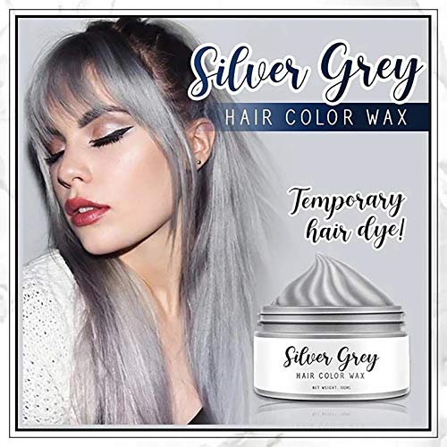TONGHANG Hair Color Wax Silver Gray Hair Wax Instant Temporary Hairstyle Cream, Silvery Grey Hair Pomades, Natural Silver Ash Matte Hair Gel for Men and Women (Silver)