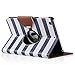 ULAK iPad Mini Case,iPad Mini 2 Case,iPad mini 3 Case, 360 Degree Rotating Synthetic Leather Stand Case Smart Cover for Apple iPad Mini 1/2/3 with Auto Sleep/Wake Function (White/Navy Blue Stripes)