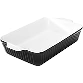 DOWAN 9x13-Inch Casserole Dishes for Oven, Ceramic Baking Dish, Large Lasagna Pan Deep, 4.2 Quarts Baking Pan with Handles, for Casserole, Bakeware, Lasagna, Home Kitchen Gift, Black